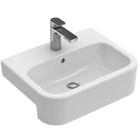 Раковина, Villeroy&Boch, Architectura, ширина, мм-550, глубина, мм-430, тип установки-полувстраиваемый, отверстия для смесителя-одно, перелив-есть, декор-без декора, материал-керамика, цвет-альпийский белый арт-41905501 — фото 1, Раковины подвесные