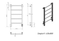 Полотенцесушитель электрический Grota Simple K 430х800 черный Simple K 430х800 RAL9005 EL — фото 4, Электрические полотенцесушители