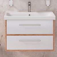 Тумба подвесная MELBOURNE 80 /дуб/белый/ AQUA DE MARCO 2080WCMEL/H/V.2.0 — фото 1, Тумбы под раковину