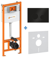 KK-POL 350/ZPW/425-005-S0 Standard Комплект для монтажа инсталляции, с клавишей M11, цвет чёрный матовый, с прокладкой звукоизолирующей — фото 1, Инсталляции для унитазов