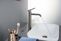 Товар: AQ1304BGM ЕВРОПА смеситель для раковины высокий 215, без донного клапана, оружейная сталь - фото 3 AQ1304BGM ЕВРОПА смеситель для раковины высокий 215, без донного клапана, оружейная сталь — фото 3, Смесители для раковины