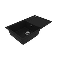 Кухонная мойка Lemark IMANDRA 840 врезная прямоугольная с крылом из кварцгранита, Антрацит арт-9910031 — фото 1, Кухонные мойки