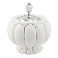 OLIVIA Баночка, h18xD16 см, керамика белая с декором платина, хром 17542 — фото 1, Органайзеры для ванной