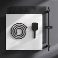 F018F022 Func душ.комплект: ручн.душ 103x257мм, 3 функции, штанга 700 мм, шланг 1750, черн. — фото 1, Душевые гарнитуры