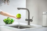 AQ1385BGM ЕВРОПА смеситель для кухни с подключением к фильтру питьевой воды, оружейная сталь — фото 1, Смесители для кухни