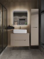 Orange Line Li-80TuLMDF+B07-600W тумба с раковиной подвесная 80 см, латте/белый Li-80TuLMDF+B07-600W — фото 5, Тумбы с раковиной