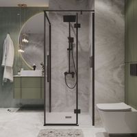 Душевое ограждение Niagara Nova NG-6832-34ВLACK (100х100х195) квадрат,черный матовый,двери распашные,стекло прозрачное,1 место NG-6832-34BLACK — фото 4, Квадратные душевые уголки