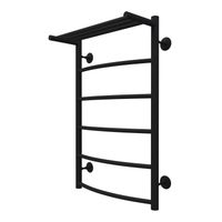 Полотенцесушитель водяной AZARIO VERONA 500/800 с полкой, 5 секций, нижнее/диагональное подключение, 1/2", черный арт-AZ83863PB — фото 1, Водяные полотенцесушители