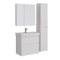 Тумба Lemark COMBI 80 см под 1 раковину, подвесная/напольная, 2 ящика, цвет корпуса, фасада: Белый г арт-LM03C80T — фото 5, Тумбы под раковину