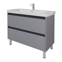 Товар: Тумба LUXURY PLUS, 105 см, подвесная/напольная, 2 ящик, серый базальт арт-99.2034 - фото 3 Тумба LUXURY PLUS, 105 см, подвесная/напольная, 2 ящик, серый базальт арт-99.2034 — фото 3, Тумбы под раковину