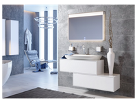 Подвесной универсальный левый/правый пенал с одной дверью в цвете белый глянец. арт-GEN0535W — фото 1, Пеналы для ванной комнаты