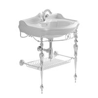 Комплект консоль BELLA напольная 73 см. ажурная с решеткой хром, раковина IMPERO керамика белая 30341 — фото 1, Консоли для раковины