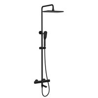 URSUS Смеситель для ванны и душа термостатический с регулируемой высотой штанги и лейкой ве арт-LM7272BL — фото 1, Душевые стойки