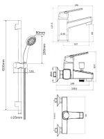 Набор смесителей с душ. гарнитуром OneLife черный арт-P02-511b — фото 1, Комплектующие для смесителей
