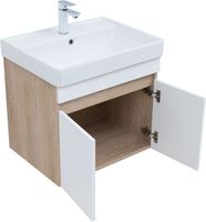 Тумба под раковину Aquanet Оптима 60 дуб светлый/белый сатин арт-00344799 — фото 2, Тумбы под раковину