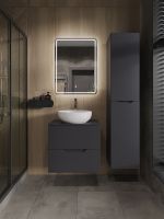 Orange Line Li-60TugMDF+B07-420W тумба с раковиной подвесная 60 см, графит/белый Li-60TugMDF+B07-420W — фото 4, Тумбы с раковиной