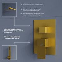 Душевая система скрытого монтажа RGW SP-56Gb, (Головной душ, смеситель, ручной душ, излив) арт-51140856-06 — фото 6, Встраиваемые душевые комплекты
