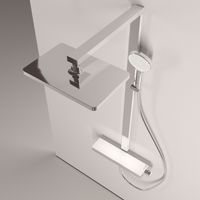 Душевая стойка SANCOS Vos с термостатическим смесителем, изливом, полкой, шлангом 1,5 м, верхним и ручным душем, цвет хром, арт. арт-SC6100CH — фото 4, Душевые стойки