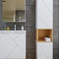 Комплект мебели для ванной Бриклаер КРИСТАЛЛ 50ZB, белый/дуб бунратти — фото 6, Комплекты мебели для ванной