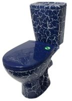 СОЛО Унитаз-компакт горизонт. выпуск, 2-х уровн. арм., сид. полипр., синий кракелюр. ROSA Вн УнСкр315 — фото 1, Напольные унитазы