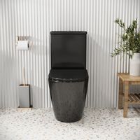 Унитаз Color (620х365х810)черный напольныйбезободковый с тонкой крышкой, 2 места арт-GR-4480BS — фото 5, Напольные унитазы