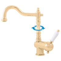 Смеситель Labe для раковины/умывальника с круглым поворотным изливом 172 мм, золотой, арт-L508.5/8Z — фото 1, Смесители для раковины