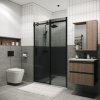 Дверь в нишу Grossman Classic (140х195) черный матовый,стекло тонированное,раздвижная, 1 место арт-100.K33.04.140.21.10 — фото 2, Раздвижные душевые двери