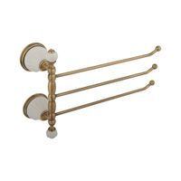 OLIVIA Полотенцедержатель тройной поворотный, L37 cм, керамика белая, бронза арт-17436 — фото 1, Полотенцедержатели