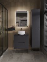 Orange Line Li-60TugMDF+B07-345W тумба с раковиной подвесная 60 см, графит/белый Li-60TugMDF+B07-345W — фото 4, Тумбы с раковиной