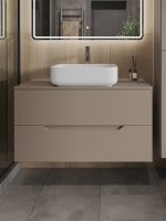 Orange Line Li-100TuLMDF+B05-500W тумба с раковиной подвесная 100 см, латте/белый Li-100TuLMDF+B05-500W — фото 3, Тумбы с раковиной