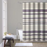 шторка д/в тканевая 180х200см "Лиловые полоски" MZ-175 — фото 1, Шторки на ванну
