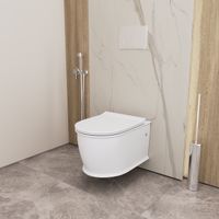 Унитаз подвесной Grossman Retro (545х370х360) безободковый,белый матовый с тонкой крышкой,микролифт,1 место арт-GR-4482MS — фото 4, Подвесные унитазы