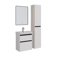 Тумба Lemark COMBI 60 см под 1 раковину, подвесная/напольная, 2 ящика, цвет планки: Чёрный, цвет кор арт-LM03C60T-black — фото 5, Тумбы под раковину