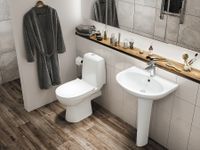 ЦЕЗАРЬ Унитаз-компакт, 2-режимная арматура (Oliveira), сиденье дюропласт Soft-close, Clip up (тонкое 1WH302415 — фото 6, Напольные унитазы