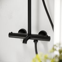 Душевая стойка с изливом и термостатом для ванны/душа Game, с регулировкой по высоте, цвет черный матовый, арт. арт-SC3001LMB — фото 7, Душевые стойки