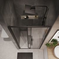 Дверь в нишу Niagara Nova NG-84-11AB (110х195) черный матовый,стекло прозрачное,дверь раздвижная,1 место — фото 6, Раздвижные душевые двери