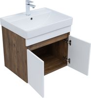 Тумба под раковину Aquanet Оптима 60 дуб рустикальный/белый сатин арт-00344791 — фото 1, Тумбы под раковину