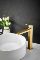 Смеситель для накладной раковины BELZ, брашированное золото арт-B11658-5 — фото 4, Смесители для раковины