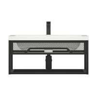 тумба Металлика 80 (Como 80) подвесная металл черная без умывальника арт-MFR80106BK — фото 1, Тумбы под раковину