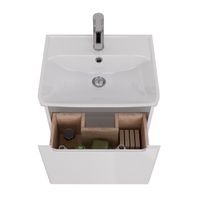 Тумба Lemark BUNO MINI 50 см под 1 раковину, подвесная, 1 ящик, цвет планки: Серый, цвет корпуса, фа арт-LM05BM50T — фото 2, Тумбы под раковину