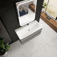 "S4" тумба под умывальник подвесная 100 см., цвет серый. арт-AQM900410GM — фото 3, Тумбы под раковину