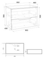 Orange Line тумба с раковиной подвесная 80 см, белый/черный арт-Li-80TuwMDF+B01-475MB — фото 2, Тумбы с раковиной