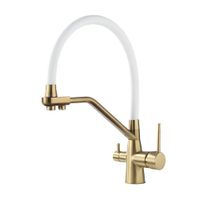 Смеситель для кухни с гибким изливом и подключением фильтра Maretti Eleganza GOLD ENG31RGF13, золотой сатин — фото 1, Смесители для кухни