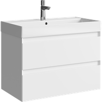 Подвесная тумба с двумя ящиками 81 см, цвет белый с умывальником арт-GE01082WM — фото 3, Тумбы с раковиной