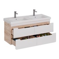 Тумба Lemark OLIVIA 125 см под 2 раковины, подвесная,4 ящика, цвет корпуса: Дуб кантри, цвет фасада: арт-LM08OL125T — фото 1, Тумбы под раковину