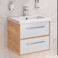 Тумба подвесная MELBOURNE 60 /дуб/белый/ AQUA DE MARCO 2060WCMEL/H/V.2.0 — фото 2, Тумбы под раковину