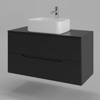 Orange Line Li-100TubMDF+B02-460W тумба с раковиной подвесная 100 см, черный/белый Li-100TubMDF+B02-460W — фото 1, Тумбы с раковиной