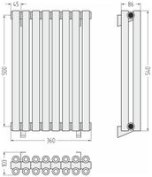 Отопительный радиатор Сунержа Эстет-00 500х360 8 секций Тёмный титан муар арт-15-0332-5008 — фото 3, Радиаторы отопления