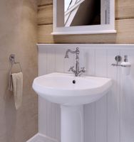 Умывальник "Вест" 57,5 см. с отв., с переливом (хром. кольцо) 1 сорт SANTERI 131118S0011B0 — фото 4, Раковины напольные