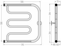 Полотенцесушитель водяной Стилье Тандем 2 полки 500х500 резьба-сгон 1" Без покрытия арт-00016-5050 — фото 4, Водяные полотенцесушители